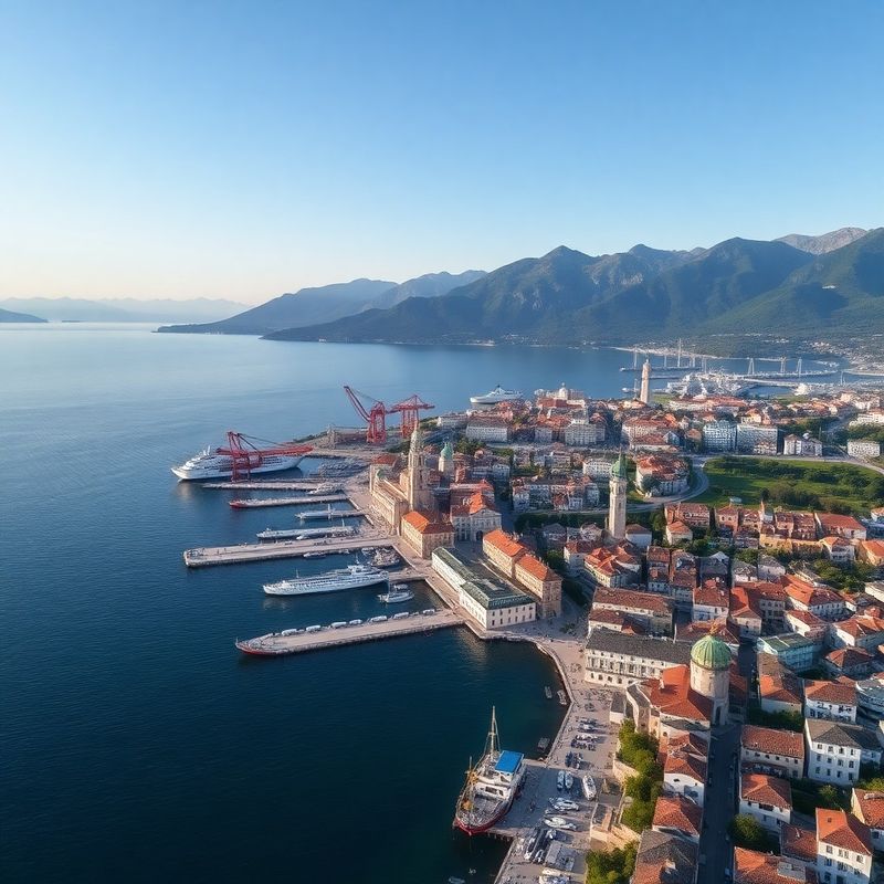 Zračni pogled na koprsko obalno mesto in Jadran